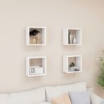 Wall Cube Shelves 4pcs White 26x15x26cm
