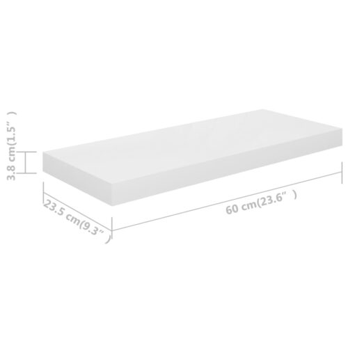 Floating Wall Shelves 4pcs High Gloss White 60x23.5x3.8cm MDF - Image 8