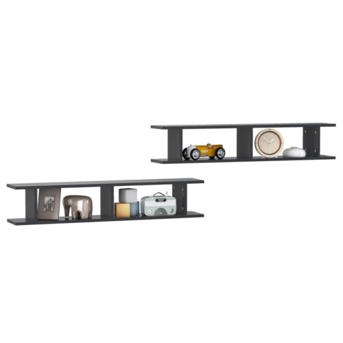 Wall Shelves 2pcs Grey 105x18x20cm Engineered Wood - Image 3