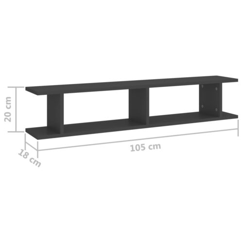Wall Shelves 2pcs Grey 105x18x20cm Engineered Wood - Image 7