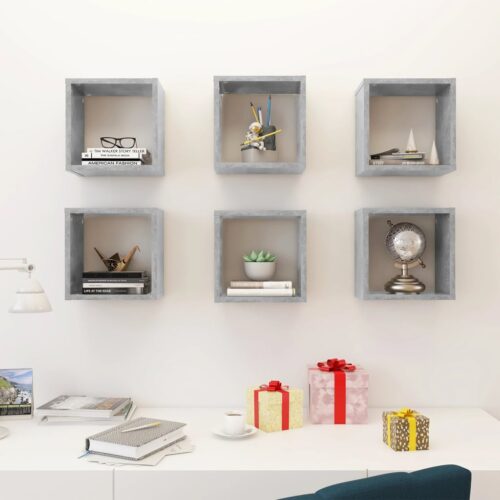 Wall Cube Shelves 6pcs Concrete Grey 26x15x26cm - Image 3