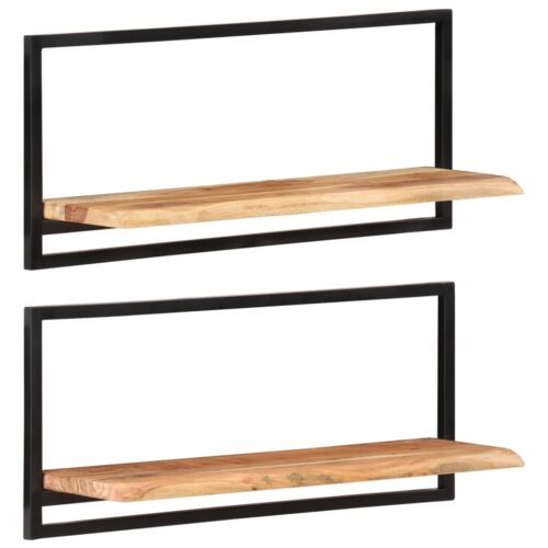 Wall Shelves 2pcs 80x25x35cm Solid Wood Acacia Steel