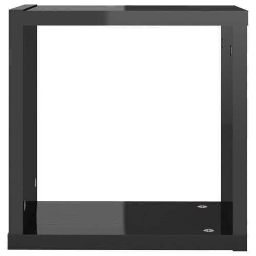 Wall Cube Shelves 6pcs High Gloss Black 30x15x30cm - Image 8