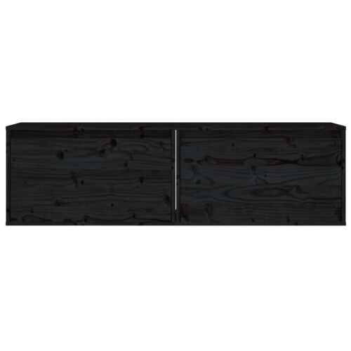 Wall Cabinets 2pcs Black 60x30x35cm Solid Wood Pine - Image 5