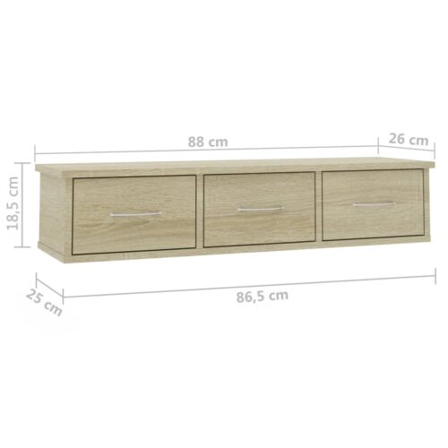 Wall-mounted Drawer Shelf Sonoma Oak 88x26x18.5cm Engineered Wood - Image 7