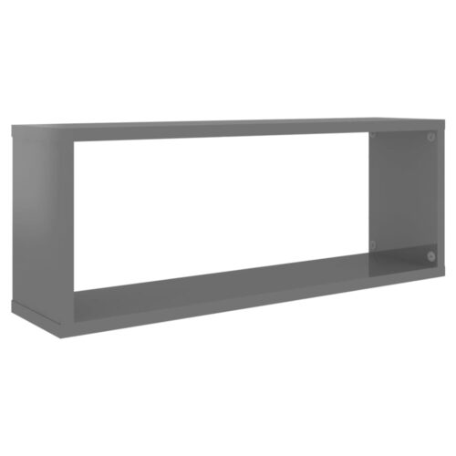 Wall Cube Shelves 6pcs High Gloss Grey 60x15x23cm Engineered Wood - Image 4