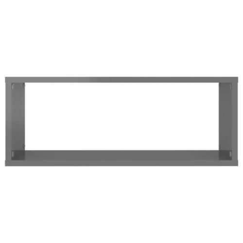 Wall Cube Shelves 6pcs High Gloss Grey 60x15x23cm Engineered Wood - Image 5