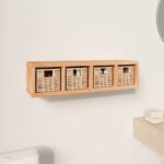 Wall Shelf with Baskets 62x18x16cm Solid Wood Walnut