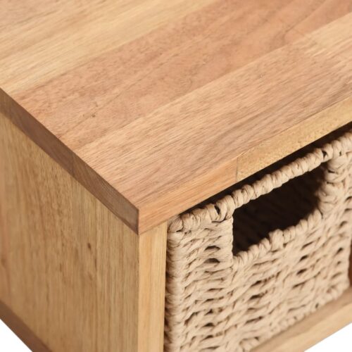Wall Shelf with Baskets 62x18x16cm Solid Wood Walnut - Image 5