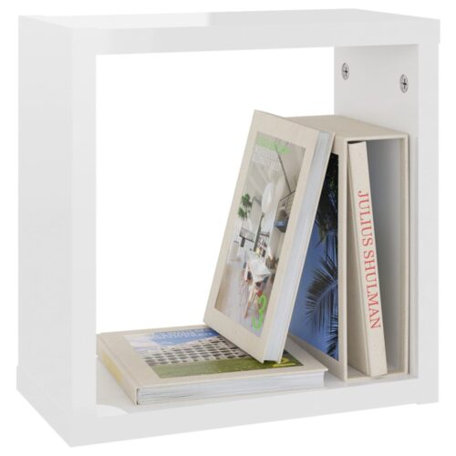 Wall Cube Shelves 4pcs High Gloss White 30x15x30cm - Image 4