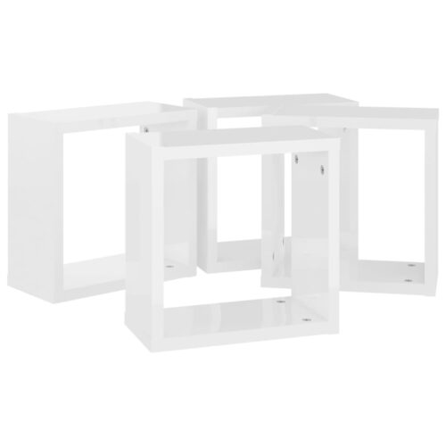 Wall Cube Shelves 4pcs High Gloss White 30x15x30cm - Image 6
