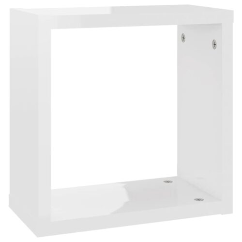 Wall Cube Shelves 4pcs High Gloss White 30x15x30cm - Image 7