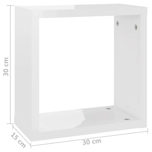 Wall Cube Shelves 4pcs High Gloss White 30x15x30cm - Image 11