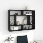 Wall Shelf Black 75x16x55cm Engineered Wood