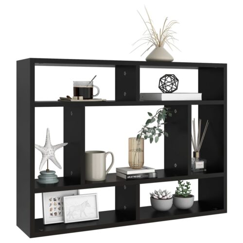 Wall Shelf Black 75x16x55cm Engineered Wood - Image 3