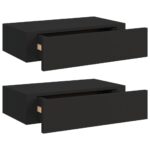 2-Piece Floating Drawers Shelf Set DIY Wall Mount Display Shelves Shelving Black