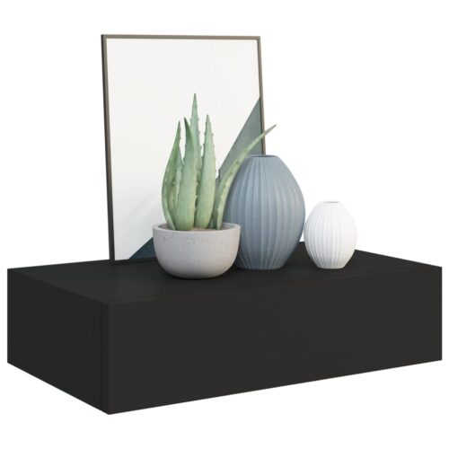 2-Piece Floating Drawers Shelf Set DIY Wall Mount Display Shelves Shelving Black - Image 3