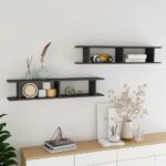 Wall Shelves 2pcs High Gloss Grey 105x18x20cm Engineered Wood