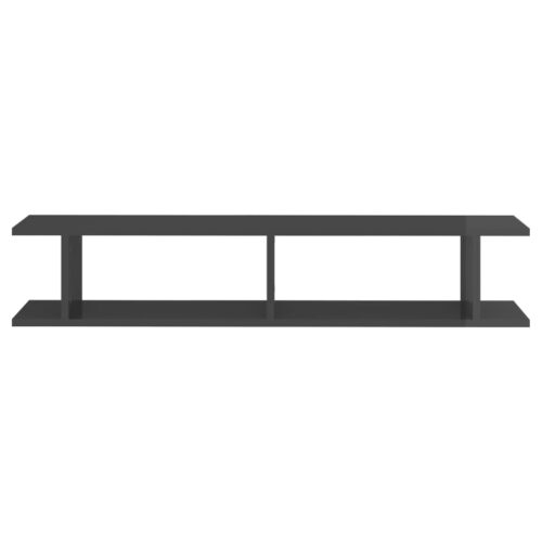 Wall Shelves 2pcs High Gloss Grey 105x18x20cm Engineered Wood - Image 5