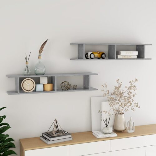 Wall Shelves 2pcs Concrete Grey 105x18x20cm Engineered Wood