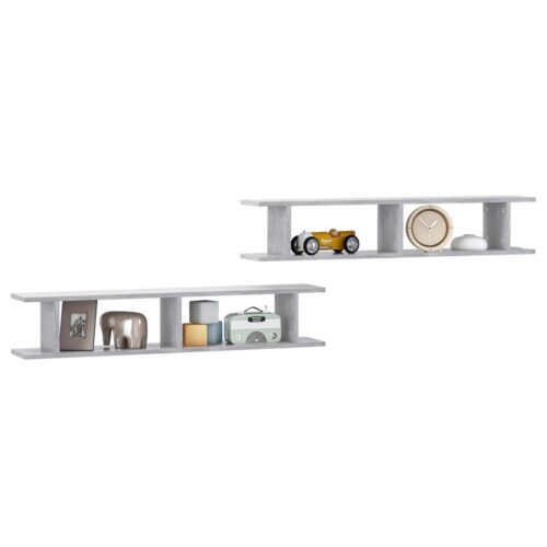 Wall Shelves 2pcs Concrete Grey 105x18x20cm Engineered Wood - Image 3