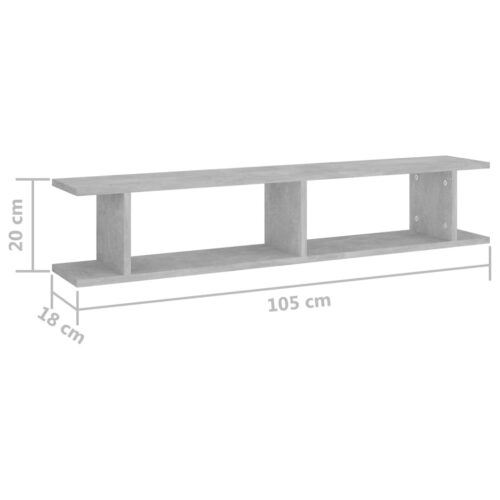 Wall Shelves 2pcs Concrete Grey 105x18x20cm Engineered Wood - Image 7