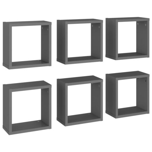 Wall Cube Shelves 6pcs Grey 30x15x30cm - Image 2