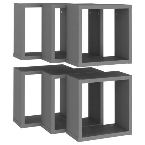 Wall Cube Shelves 6pcs Grey 30x15x30cm - Image 5