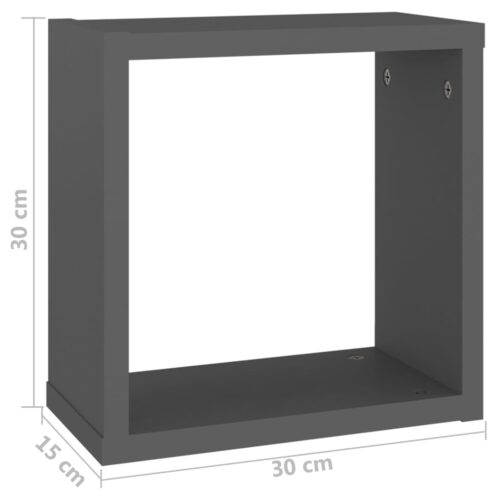 Wall Cube Shelves 6pcs Grey 30x15x30cm - Image 11