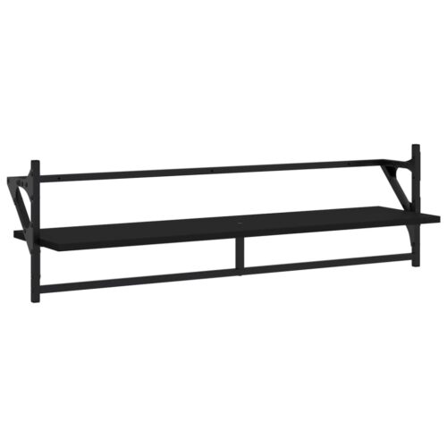 6-Piece Bars Bookshelf Display Storage Wooden Metal Cabinet Shelf Shelving Black - Image 5