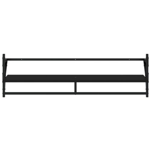 6-Piece Bars Bookshelf Display Storage Wooden Metal Cabinet Shelf Shelving Black - Image 6
