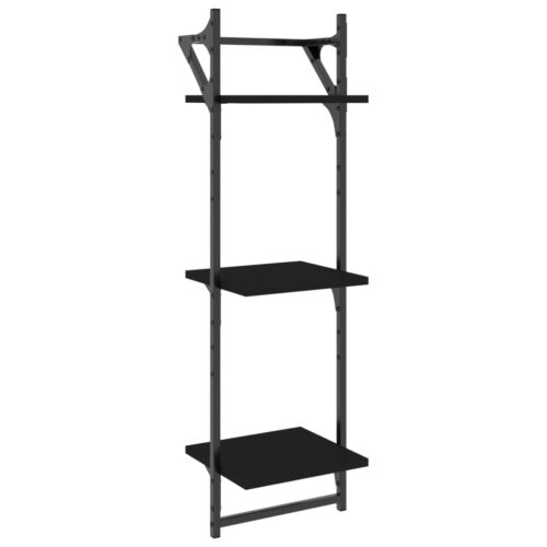 6-Piece Bars Bookshelf Display Storage Wooden Metal Cabinet Shelf Shelving Black - Image 7