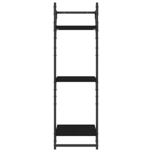 6-Piece Bars Bookshelf Display Storage Wooden Metal Cabinet Shelf Shelving Black - Image 8