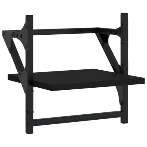 6-Piece Bars Bookshelf Display Storage Wooden Metal Cabinet Shelf Shelving Black - Image 11