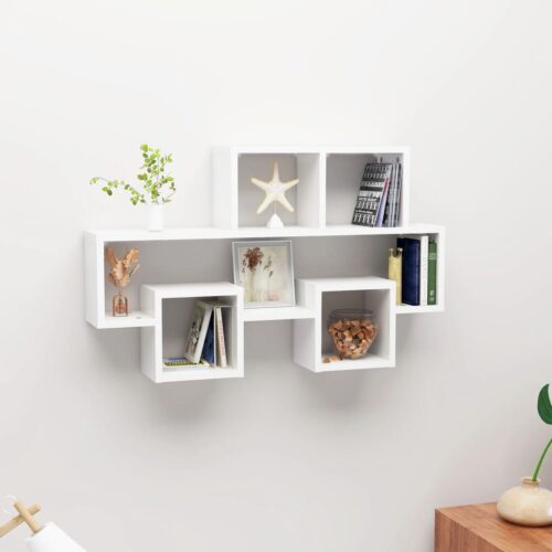 Car-shaped Wall Shelf High Gloss White 82x15x51cm Engineered Wood