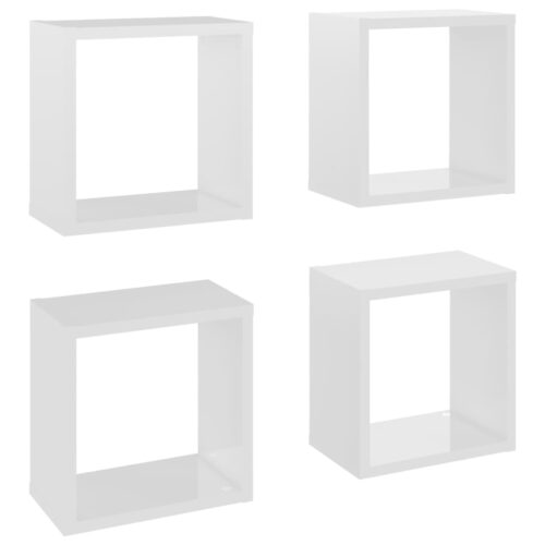 Wall Cube Shelves 4pcs High Gloss White 26x15x26cm - Image 2