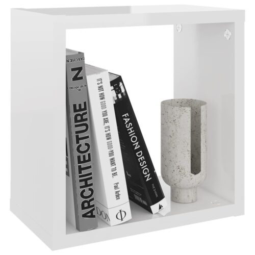 Wall Cube Shelves 4pcs High Gloss White 26x15x26cm - Image 4