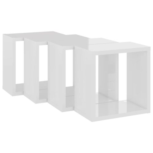 Wall Cube Shelves 4pcs High Gloss White 26x15x26cm - Image 5