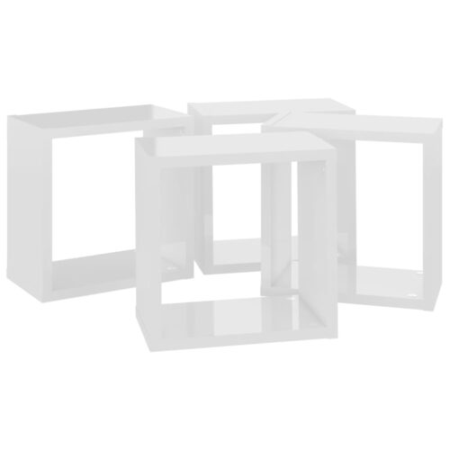 Wall Cube Shelves 4pcs High Gloss White 26x15x26cm - Image 6