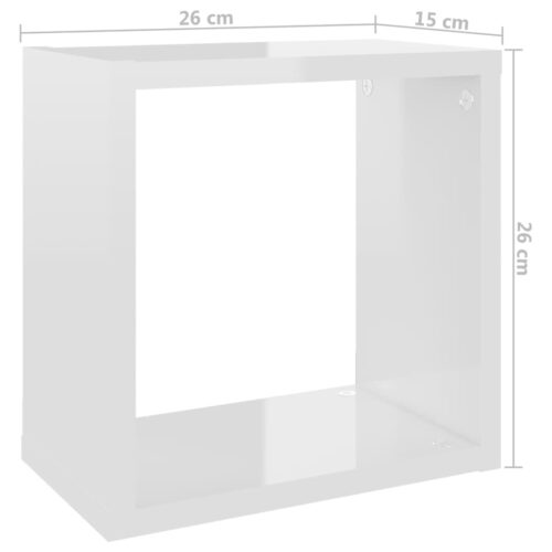 Wall Cube Shelves 4pcs High Gloss White 26x15x26cm - Image 11