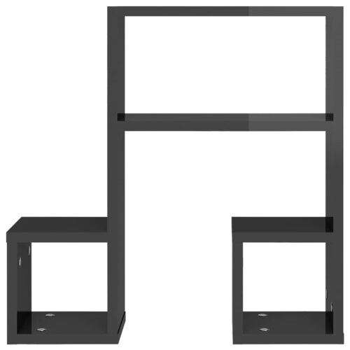 Wall Shelves 2pcs High Gloss Grey 50x15x50cm Engineered Wood - Image 5