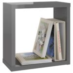 Wall Cube Shelves 2pcs High Gloss Grey 30x15x30cm