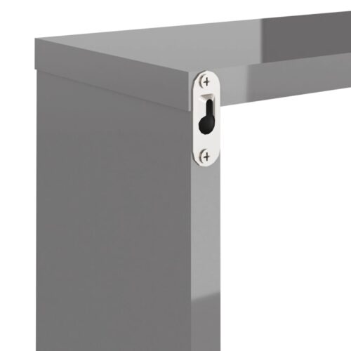 Wall Cube Shelves 2pcs High Gloss Grey 30x15x30cm - Image 10