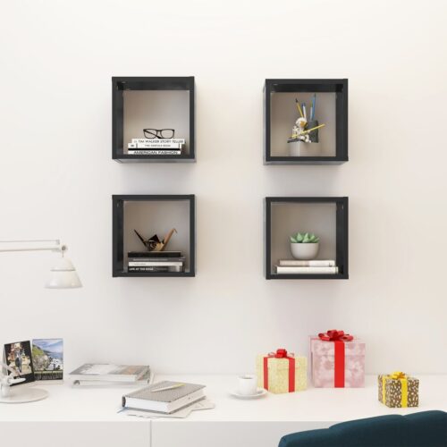 Wall Cube Shelves 4pcs Grey 26x15x26cm - Image 3