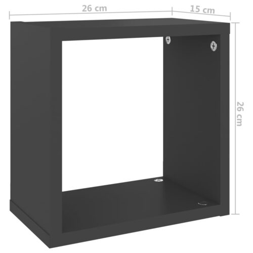 Wall Cube Shelves 4pcs Grey 26x15x26cm - Image 11