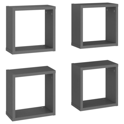 Wall Cube Shelves 4pcs Grey 30x15x30cm - Image 2