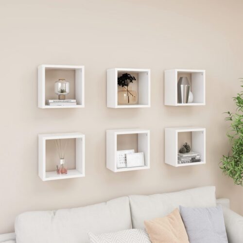 Wall Cube Shelves 6pcs White 26x15x26cm
