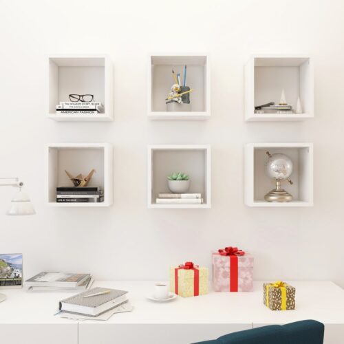 Wall Cube Shelves 6pcs White 26x15x26cm - Image 3