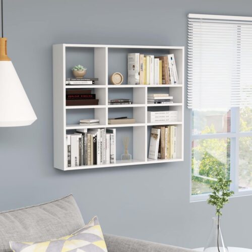 Wall Shelf White 90x16x78cm Engineered Wood