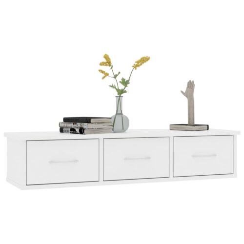 Floating Drawers Cabinet Wall Mount Hanging TV Storage Rack Wooden Drawers Shelf - Image 3